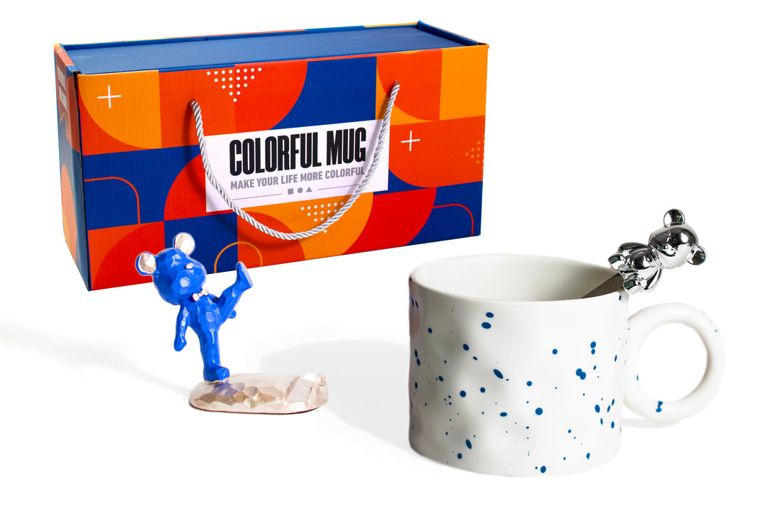 Ceramic Mug Gift Set with Bear Phone Holder & Stirring Spoon