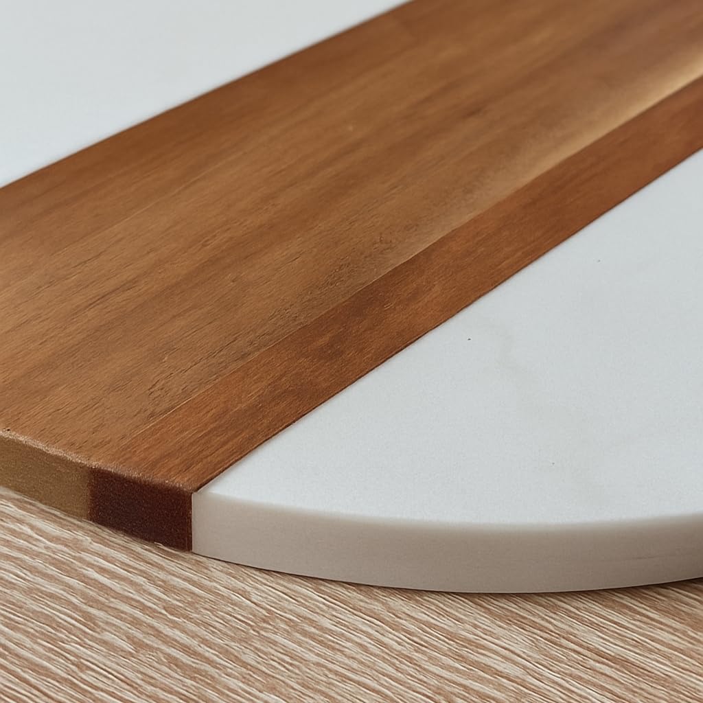 Round Marble & Acacia Wood Cheese Board