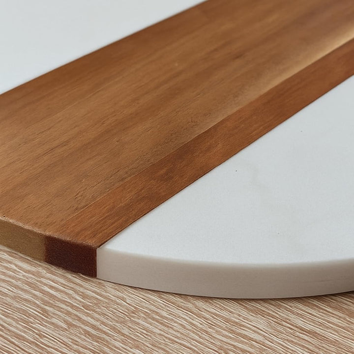 Round Marble & Acacia Wood Cheese Board