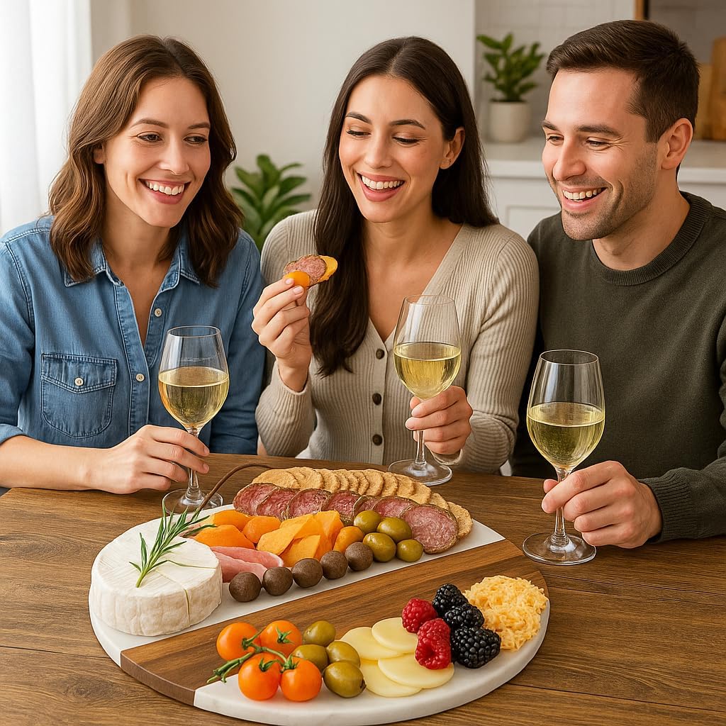 Round Marble & Acacia Wood Cheese Board