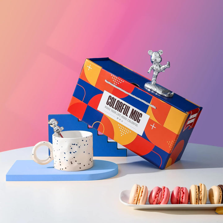 Coffee Mug Gifts Set with Phone Holder and Bear Spoon Stirrer