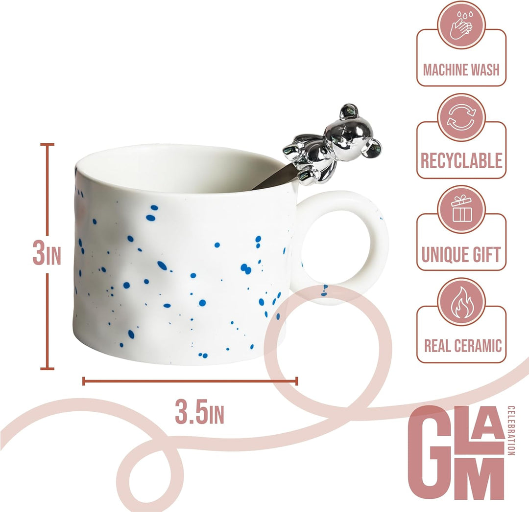 Coffee Mug Gifts Set with Phone Holder and Bear Spoon Stirrer