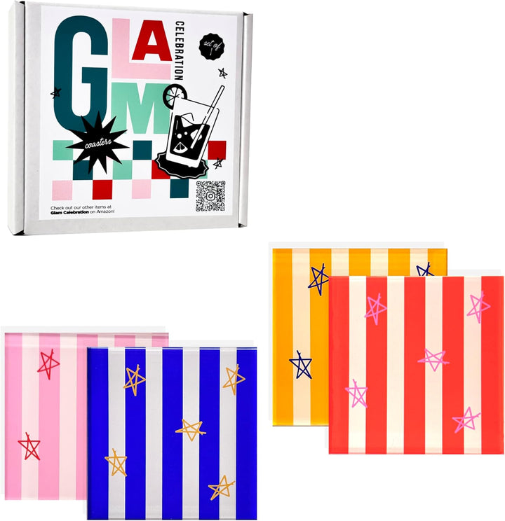 Acrylic Coasters Set – Bright Colorful Drink Coasters
