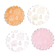 Load image into Gallery viewer, Set of 4 Scalloped Acrylic Coasters – Christmas Gingerbread House
