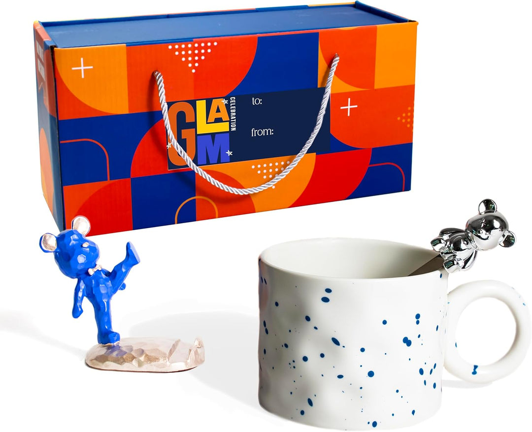 Coffee Mug Gifts Set with Phone Holder and Bear Spoon Stirrer