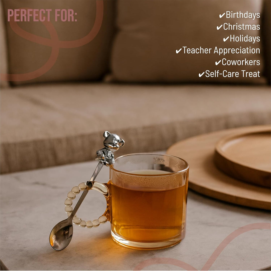 Glass Coffee Cups Gift Set with Stirrer and Gift Box