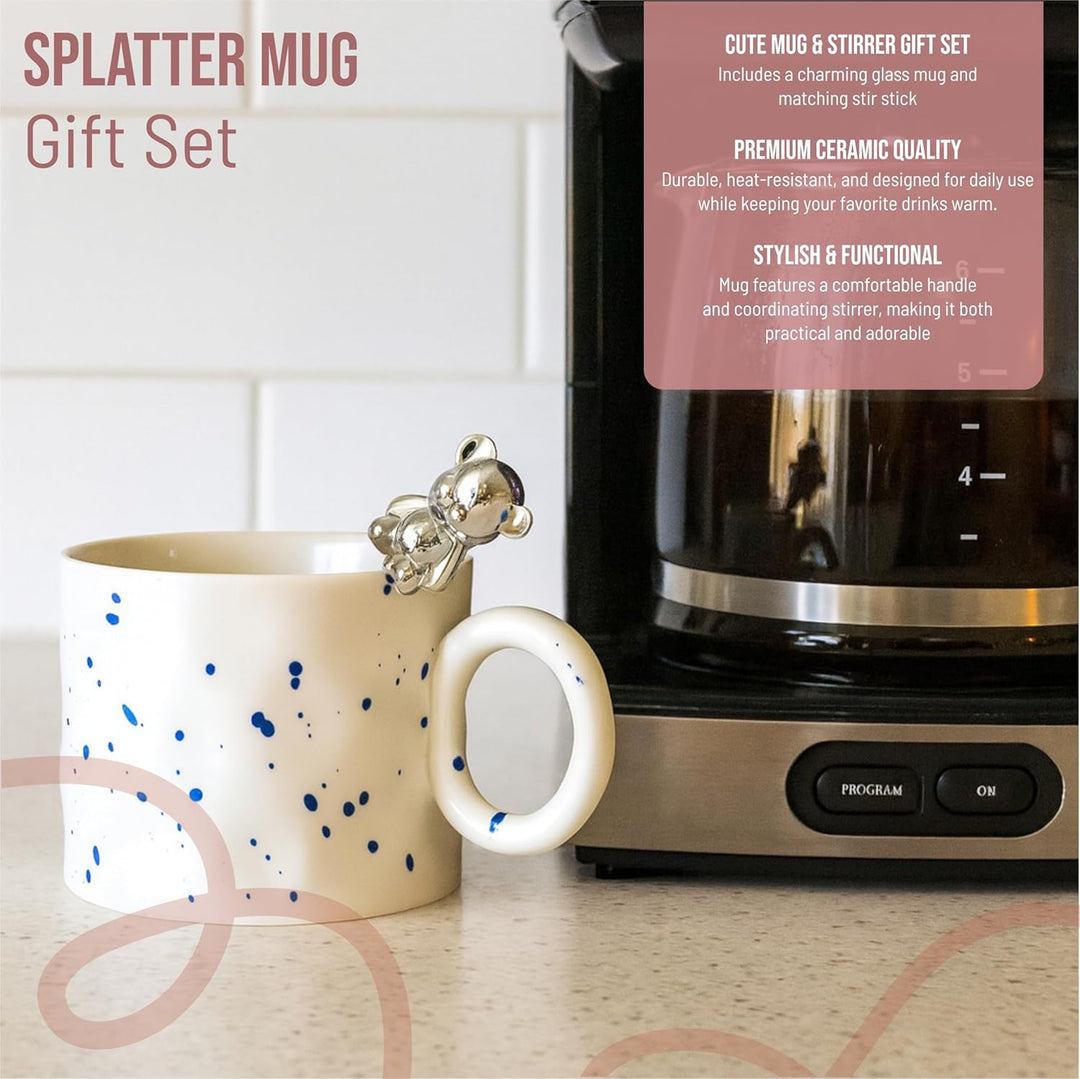 Coffee Mug Gifts Set with Phone Holder and Bear Spoon Stirrer