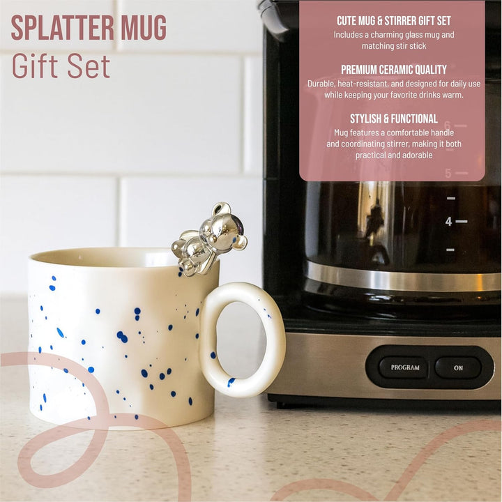 Coffee Mug Gifts Set with Phone Holder and Bear Spoon Stirrer