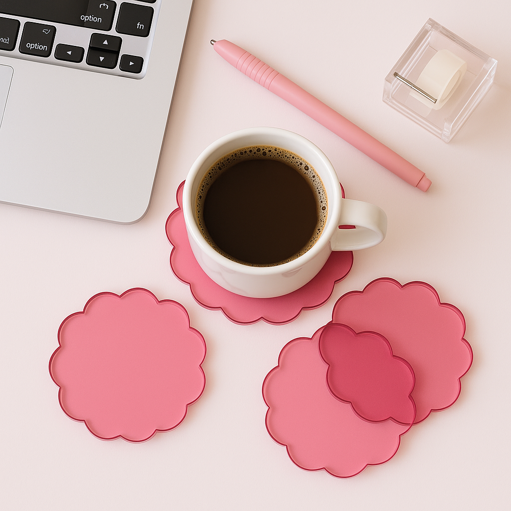 Scallop Round Drink Coasters Set of 4
