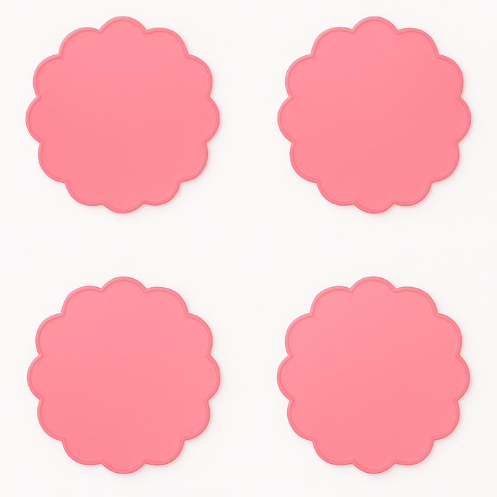 Scallop Round Drink Coasters Set of 4