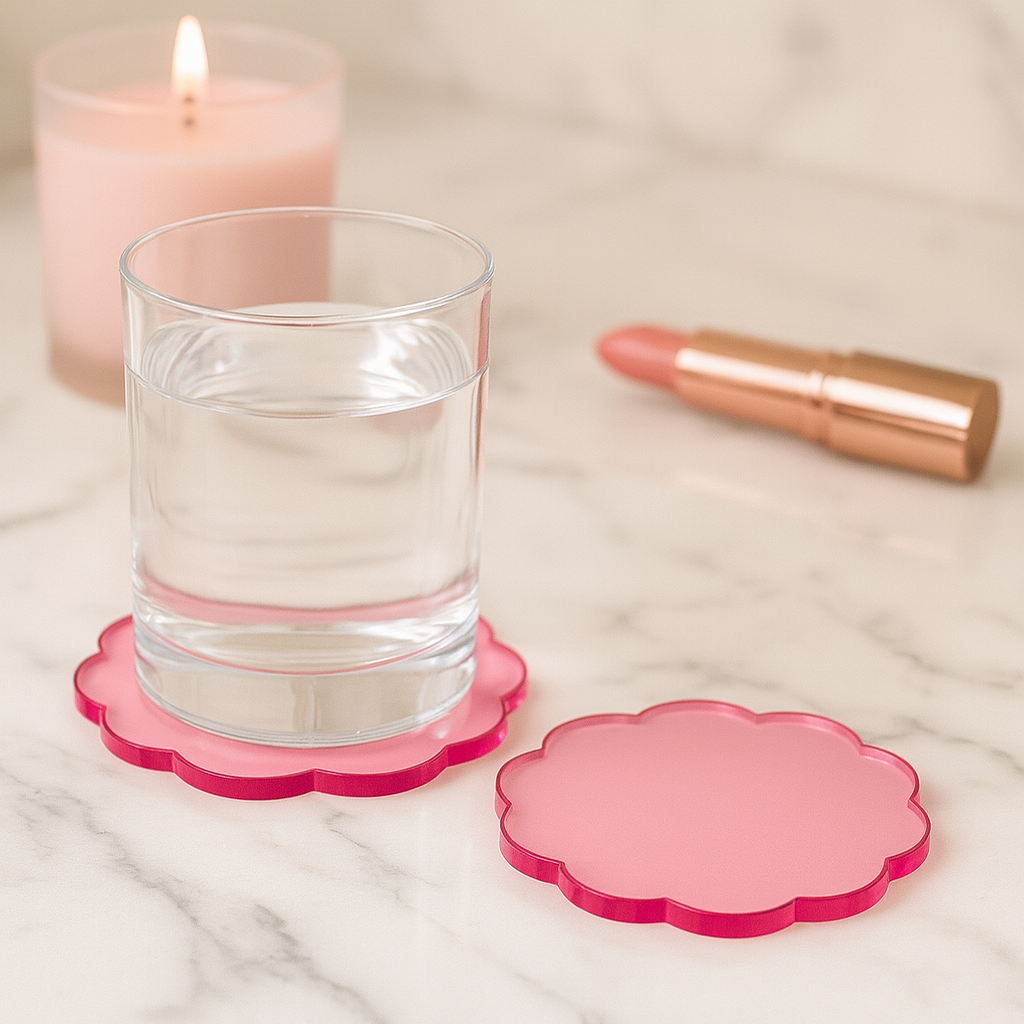 Scallop Round Drink Coasters Set of 4