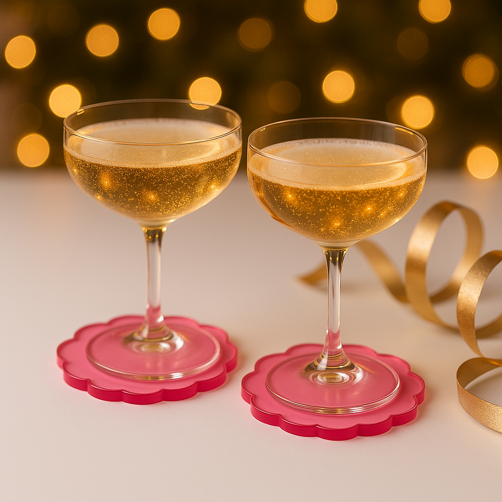 Scallop Round Drink Coasters Set of 4