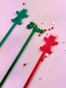 Team Naughty & Nice Drink Stirrers - Red & Green Party Favors