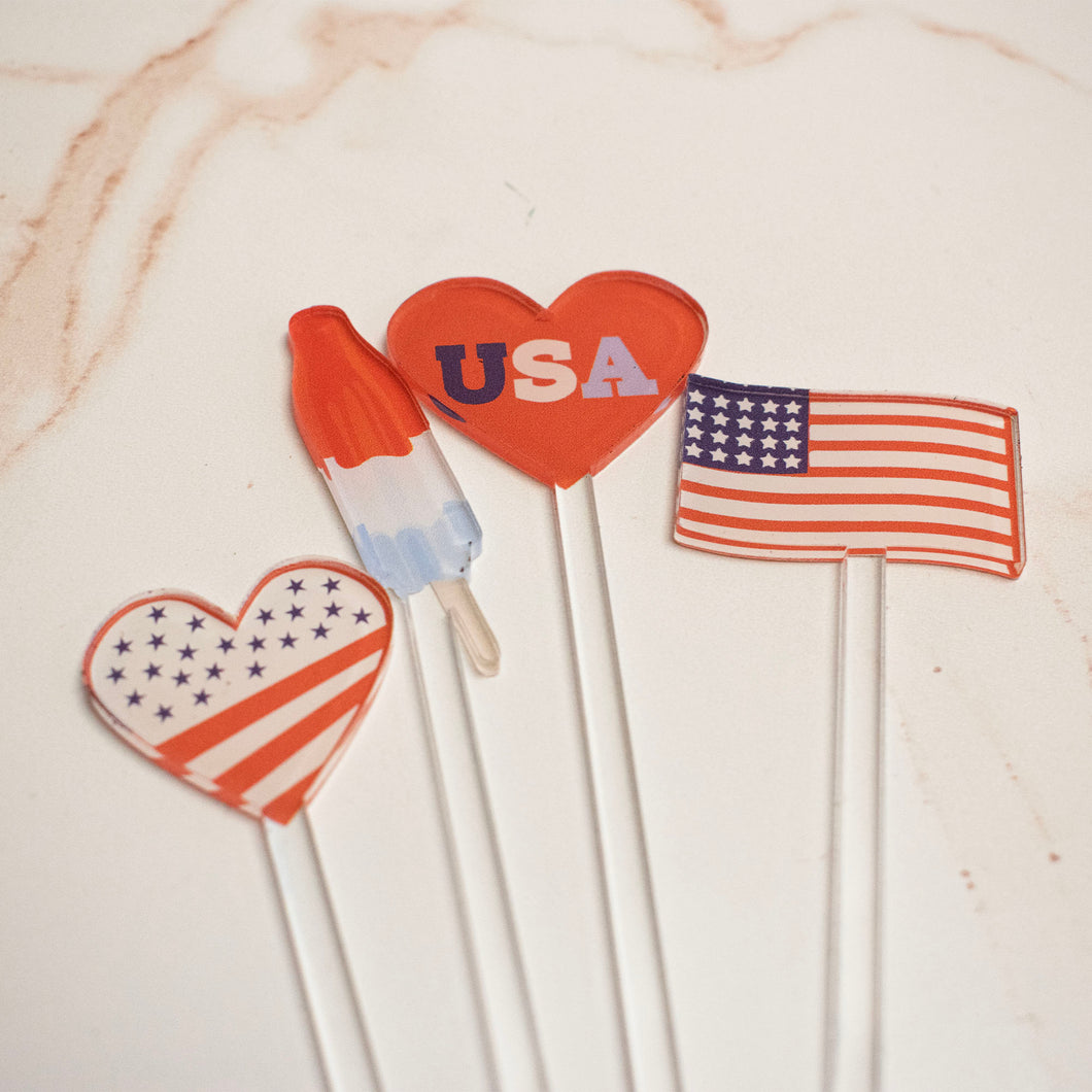 4th of July drink stirrers