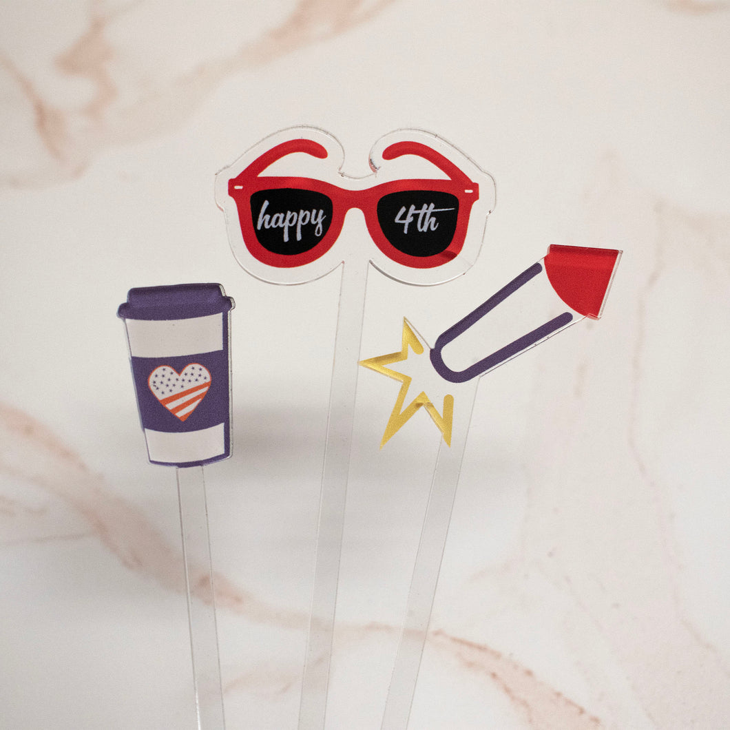 4th of July drink stirrers